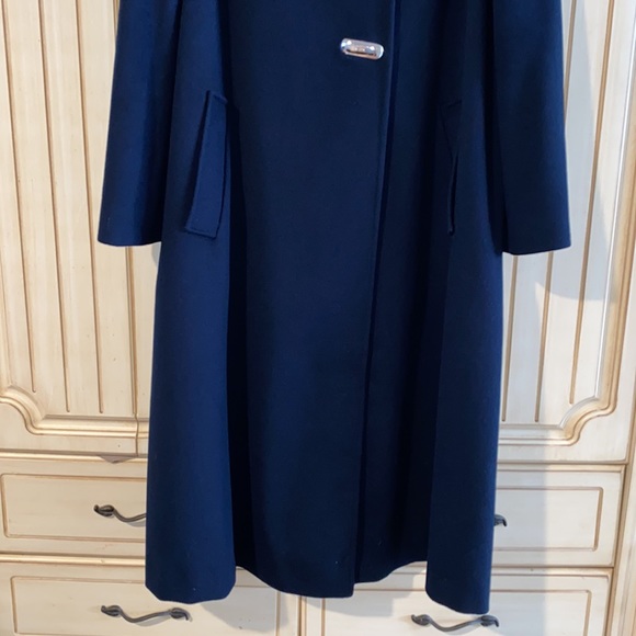 Vintage Stevens Forstmann Women’s Navy Blue Wool Winter Dress Coat - Picture 4 of 13
